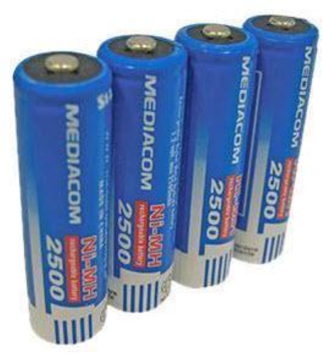 MEDIACOM BATTERIE RICARICARICABILI STILO AA 2500mAh CONF. 4 Pz.